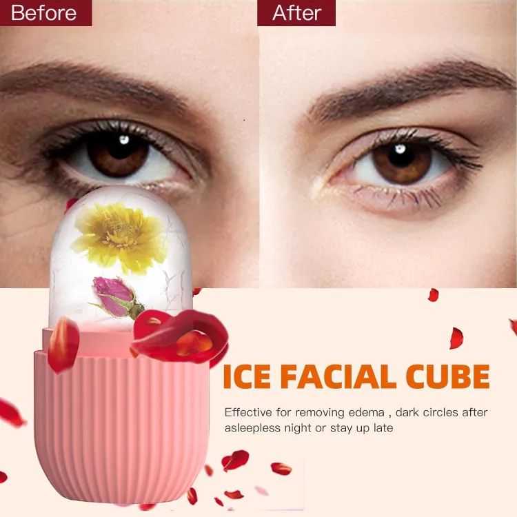 Silicone Ice Cube Roller Massager For Face Eyes And Neck Naturally Conditioning And Skin Care De Puff Eye Bags Reduce Migraine Pain Reusable Massage Silicone Ice Mold