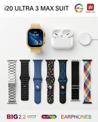 i20 Ultra Max Suit Smartwatch & Earbuds Combo | 10-in-1 Set with 7 Straps