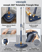 360° Twist Rotatable Triangle Mop with Long Handle Auto Squeeze Design for Floor, Wall, and Ceiling Cleaning